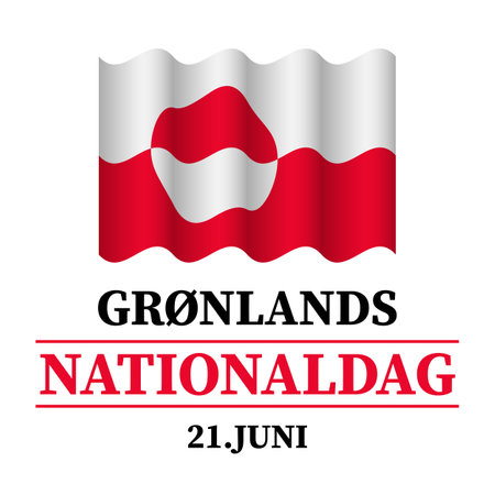 Greenland National Day typography in Danish. Holiday celebration on June 5. Vector template for banner, flyer, greeting card, etc.のイラスト素材