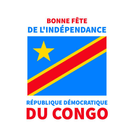 Democratic Republic of the Congo Independence Day typography poster in French. National holiday celebrate on June 30. Vector template for banner, flyer, sticker, greeting card, postcard, etcのイラスト素材