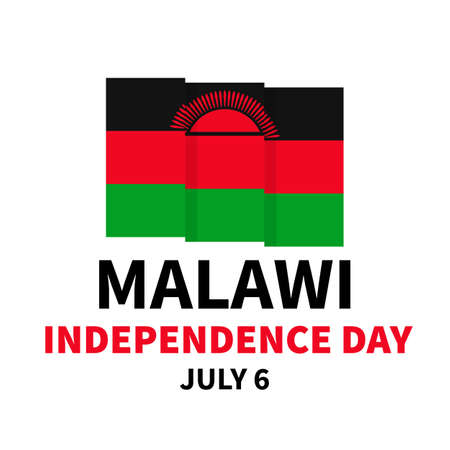 Malawi Independence Day lettering with flag. National holiday celebrate on July 6. Easy to edit vector template for typography poster, banner, flyer, sticker, greeting card, postcard, etc.のイラスト素材
