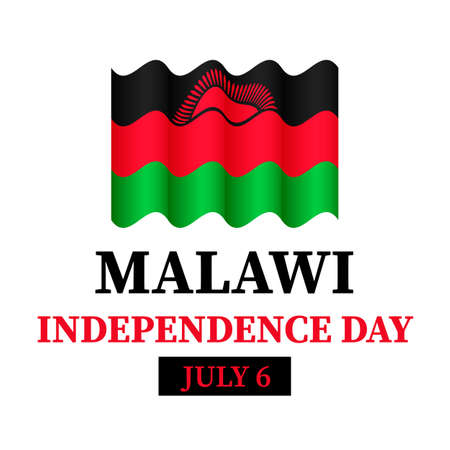Malawi Independence Day lettering with flag. National holiday celebrate on July 6. Vector template for typography poster, banner, flyer, sticker, greeting card, postcard, etcのイラスト素材
