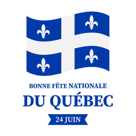 Happy Quebec Day typography poster in French. Canadian National holiday Saint Jean Baptist Day on June 24. Vector template for banner, greeting card, flyer, sticker, etc.のイラスト素材
