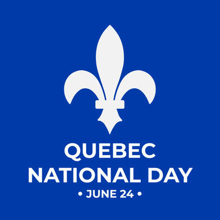 Quebec National Day typography poster. Canadian holiday St John the Baptist Day on June 24. Vector template for banner, greeting card, flyer, sticker, etcのイラスト素材