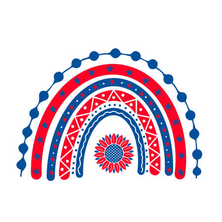 american patriotic rainbow. United States of America Independence Day design. Vector template for 4th of July banner, poster, card, shirt, sticker. etc.のイラスト素材