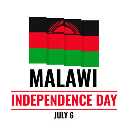 Malawi Independence Day typography poster. National holiday celebrate on July 6. Vector template for banner, flyer, sticker, greeting card, postcard, etc.のイラスト素材