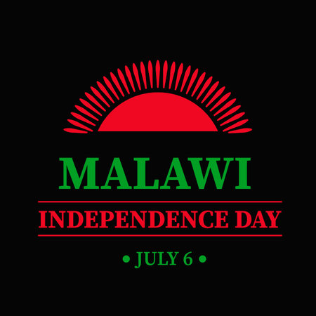 Malawi Independence Day typography poster. National holiday celebrate on July 6. Vector template for banner, flyer, greeting card, postcard, etc.のイラスト素材