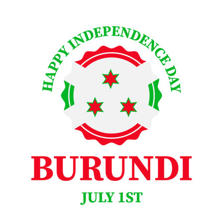 Burundi Independence Day typography poster. National holiday celebration on July 1. Vector template for banner, greeting card, flyer, etc.のイラスト素材
