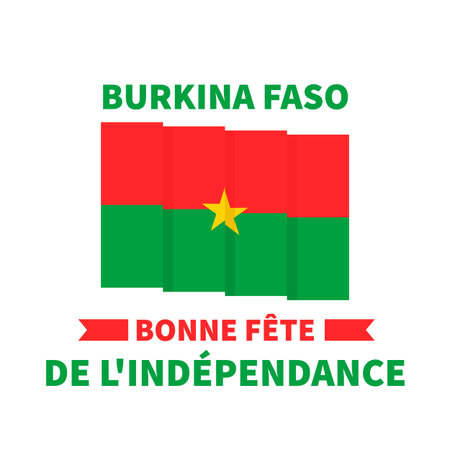 Burkina Faso Independence Day typography poster in French. National holiday celebrate on August 5. Vector template for banner, flyer, sticker, greeting card, postcard, etc.のイラスト素材
