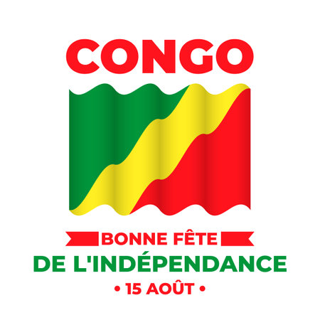 Congo Independence Day typography poster in French. National holiday celebrate on August 15. Easy to edit vector template for banner, flyer, sticker, postcard, etcのイラスト素材