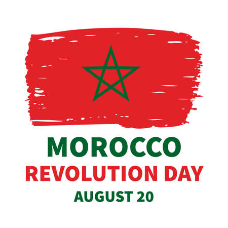 Morocco Revolution Day typography poster. National holiday on August 20. Vector template for banner, flyer, postcard, etc.のイラスト素材