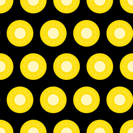 Pineapple slices seamless pattern. Summer tropical fruits vector background. Vector template for textile, fabric, wallpaper, wrapping paper, etcのイラスト素材