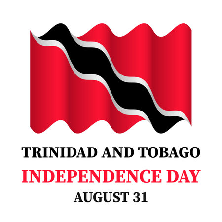Trinidad and Tobago Independence Day typography poster. National holiday celebration on August 31. Vector template for banner, flyer, greeting card, etc.のイラスト素材