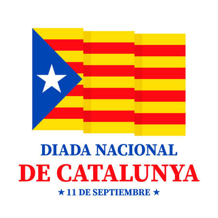 Catalonia National Day typography poster in Spanish. Holiday on September 11. Vector template for banner, flyer, greeting card, etc.のイラスト素材