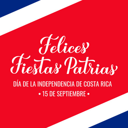 Costa Rica Independence Day typography poster in Spanish. National holiday on September 15. Vector template for banner, postcard, flyer, etc.のイラスト素材