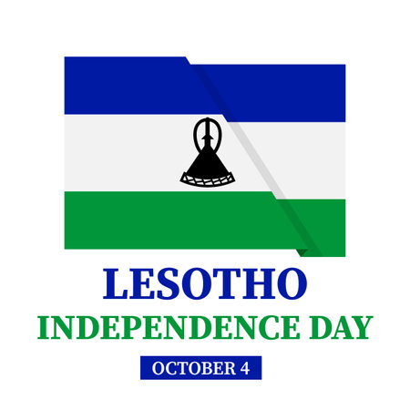 Lesotho Independence Day typography poster. National holiday celebrate on October 4. Vector template for banner, flyer, sticker, postcard, etc.のイラスト素材