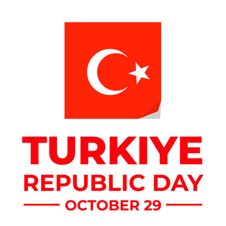 Turkey Republic Day typography. National holiday in Turkiye on October 29. Vector template for banner, greeting card, flyer, etc.のイラスト素材