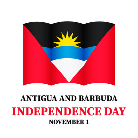 Antigua and Barbuda Independence Day typography poster. National holiday celebrated on November 1. Vector template for banner, greeting card, flyer, etc.のイラスト素材