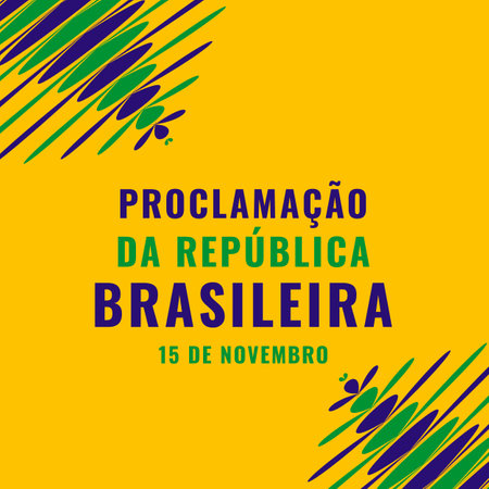 Brazil Proclamation the Republic Day typography poster in Portuguese. Brazilian holiday celebrated on November 15. Vector template for banner, postcard, flyer, etc.のイラスト素材
