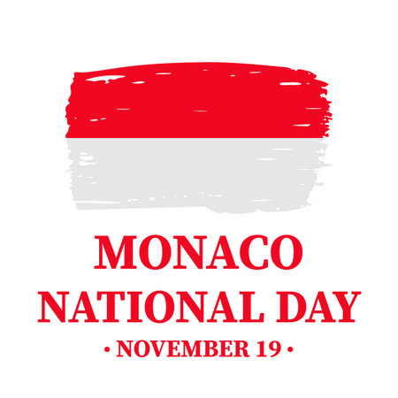 Monaco National Day typography poster. Monaco The Sovereign Prince's Day on November 19. Vector template for banner, flyer, postcard, etcのイラスト素材