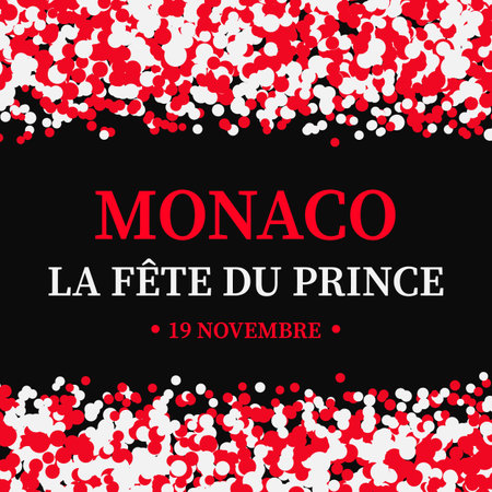 Monaco National Day typography poster in French. The Sovereign Prince's Day on November 19. Vector template for banner, flyer, greeting card, etc.のイラスト素材