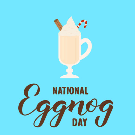 National Eggnog Day typography poster.  Holiday on December 24. Vector template for banner, flyer, card, label, etc.のイラスト素材