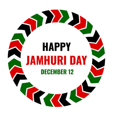 Kenya Jamhuri Day typography poster. Kenyan Independence Day. National holiday on December 12. Vector template for banner, flyer, sticker, greeting card, etcのイラスト素材