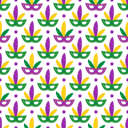 Carnival mask seamless pattern. Mardi Gras vector background. Easy to edit template for masquerade decorationsのイラスト素材