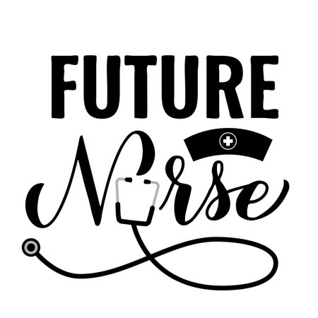 Future Nurse calligraphy hand lettering isolated on white. Nurse quote. Vector template for typography poster, banner, greeting card, flyer, sticker, etcのイラスト素材