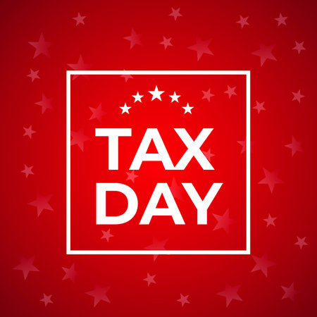 Tax Day vector banner. Reminder of the deadline for paying taxes in United Statesのイラスト素材