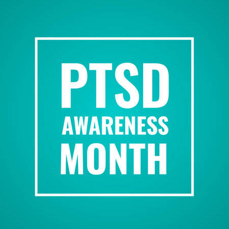 National PTSD Awareness Month typography poster. Post Traumatic Stress Disorder. Annual event in USA in June. vector illustration.のイラスト素材
