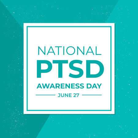 National PTSD Awareness Month banner. Post Traumatic Stress Disorder. Annual event in USA in June. vector illustration.のイラスト素材