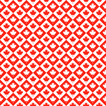 Maple leaves seamless pattern. Canada Day checkered background. Vector template for Canadian holiday party invitation, greeting card, flyer, fabric, textile, etc.のイラスト素材