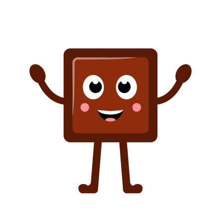 Cute cartoon chocolate character isolated on white. World Chocolate Day Vector illustration.のイラスト素材