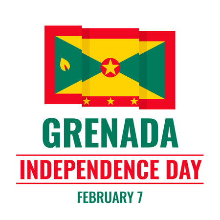 Grenada Independence Day typography poster. National holiday on February 7. Vector template for typography poster, banner, greeting card, flyer, etc.のイラスト素材