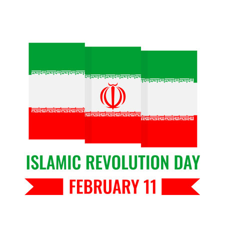 Iran Islamic Revolution Day typography poster with flag. Iranian National holiday on February 11. Vector template for banner, flyer, etcのイラスト素材