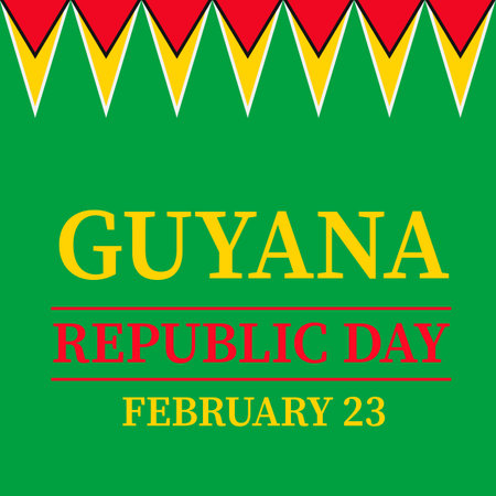 Guyana Republic Day banner. National holiday celebrated on February 23. Vector template for typography poster, greeting card, flyer, etc.のイラスト素材