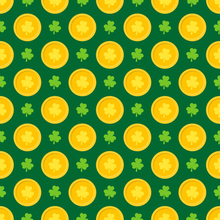 St. Patricks Day seamless pattern. Green Saint Patricks Day backdrop. Vector background for textile, fabric, wallpaper, wrapping paper, etc.のイラスト素材