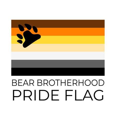 Bear Brotherhood Pride Rainbow Flags. Symbol of LGBT community. Vector flag sexual identity. Easy to edit template for banners, signs,  design, etcのイラスト素材