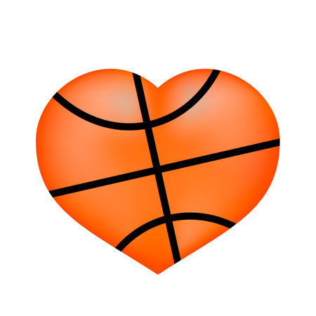 Basketball ball in shape of heart isolated on white. Sports vector illustration. Easy to edit design template poster, banner, flyer, sticker, shirt, etcのイラスト素材