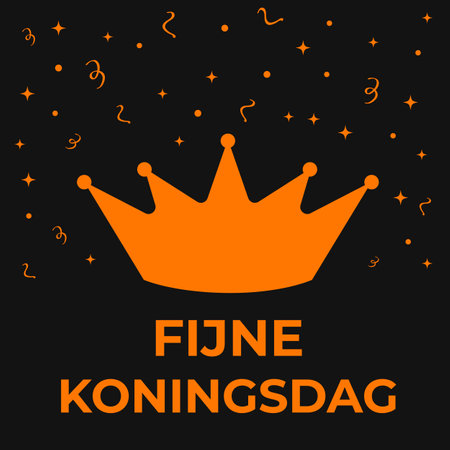 Koningsdag typography poster. King Day in Dutch. National holiday in Netherlands on April 27. Vector template for banner, flyer, postcard, etc.のイラスト素材