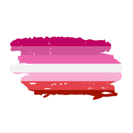 Grunge Lesbian Pride Flag. Symbol of LGBT community. Flag sexual identity. Vector template for banners, signsのイラスト素材