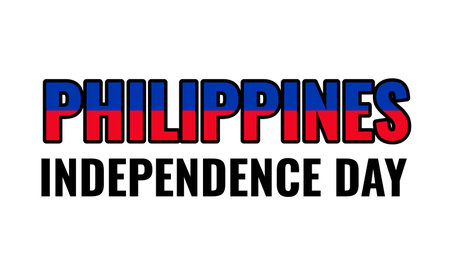 Philippines Independence Day typography poster. National holiday celebrating on June 12. Vector template for banner, greeting card, flyer, etcのイラスト素材