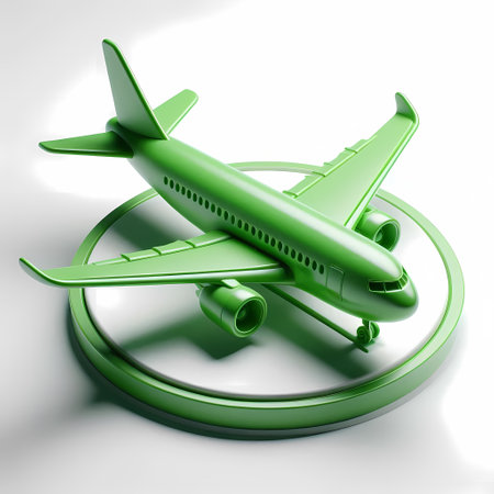 3D Render of Green Airplane Model isolated on a white backgroundの素材