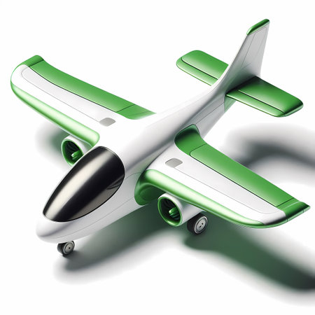 3D Render of Green Airplane Model isolated on a white backgroundの素材