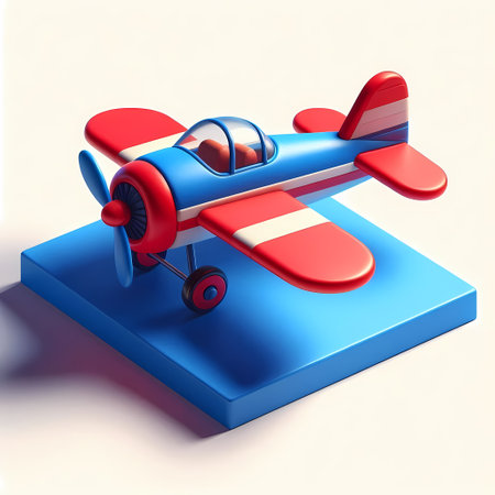 3D Render of Red Airplane Model isolated on a white backgroundの素材