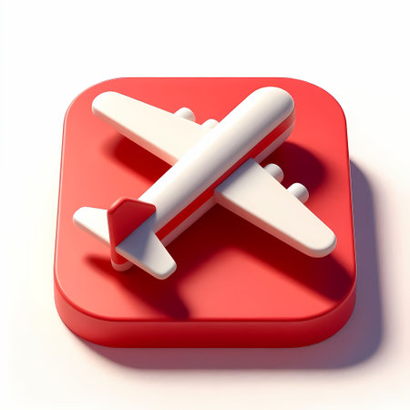 3D Render of Red Airplane Model isolated on a white backgroundの素材