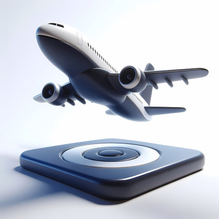 3D Render of Blue Airplane Model isolated on a white backgroundの素材