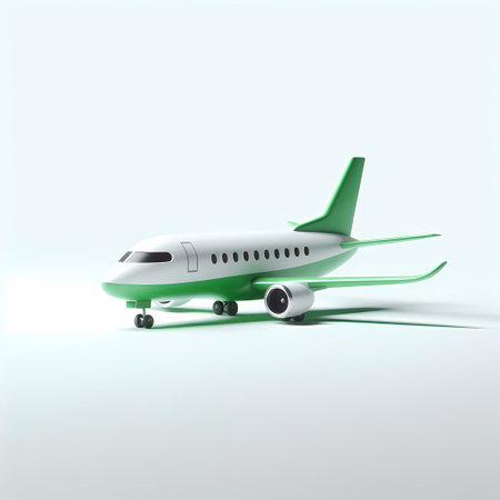 3D Render of Green Airplane Model isolated on a white backgroundの素材