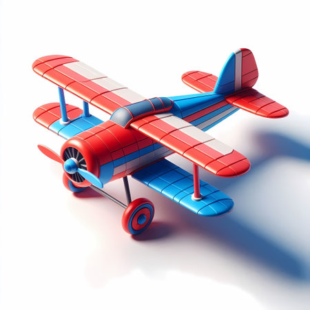3D Render of Red Airplane Model isolated on a white backgroundの素材