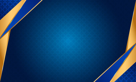 Elegant modern blank blue background gold graduation certificate border frameのイラスト素材