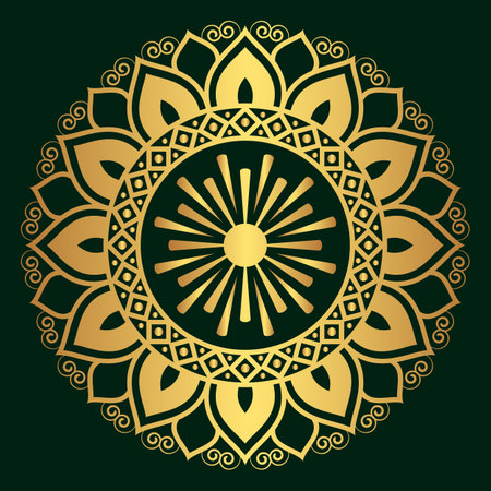 Luxury golden circle frame transparent with vintage mandala gold circular pattern clipartのイラスト素材
